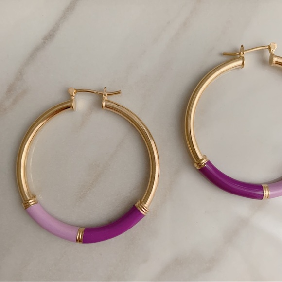 Enamel Tube Hoops | 18k Gold Filled - Picture 6 of 7